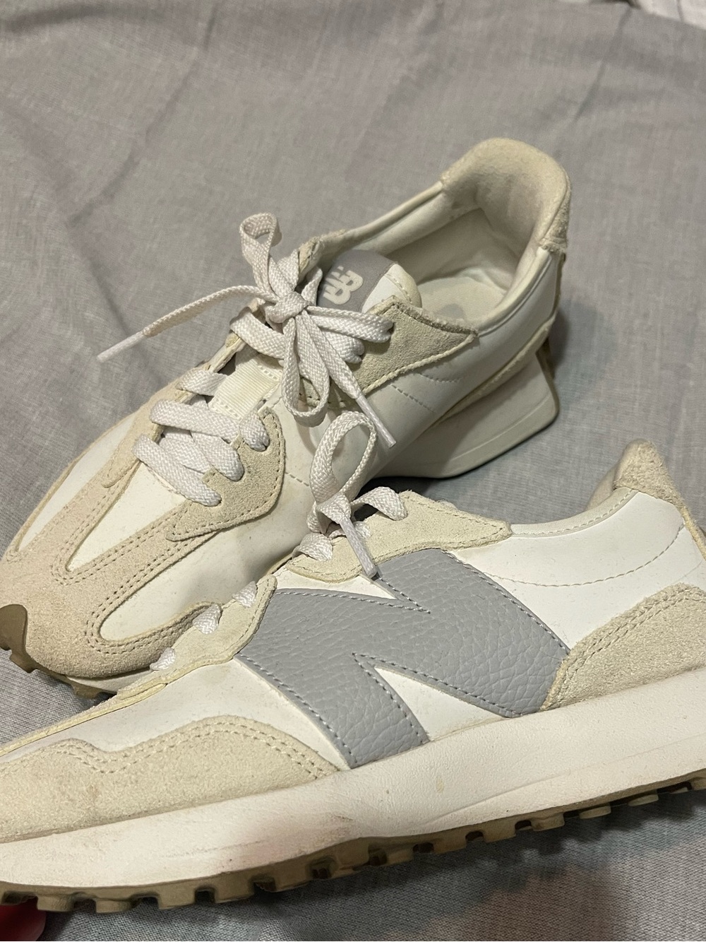 New Balance White and Light Gray Retro Runner Sneakers